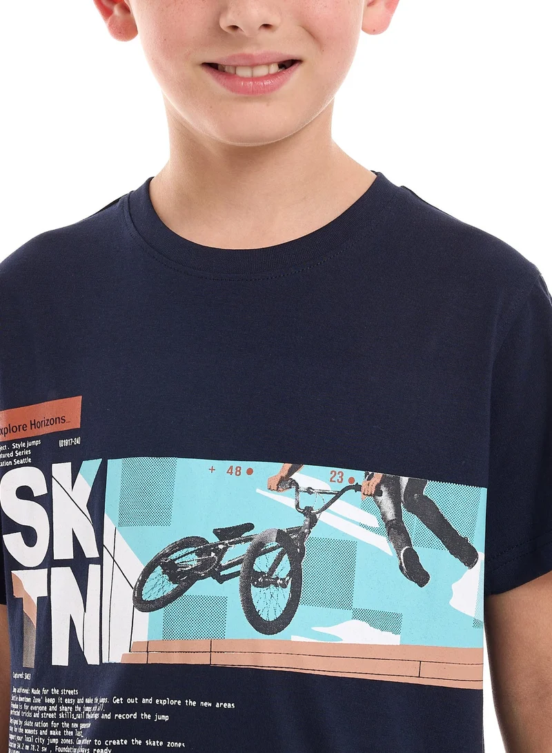 Victor And Jane  Boys Graphic T-Shirt (6-12Y)- Blue for Men | Best Price UAE